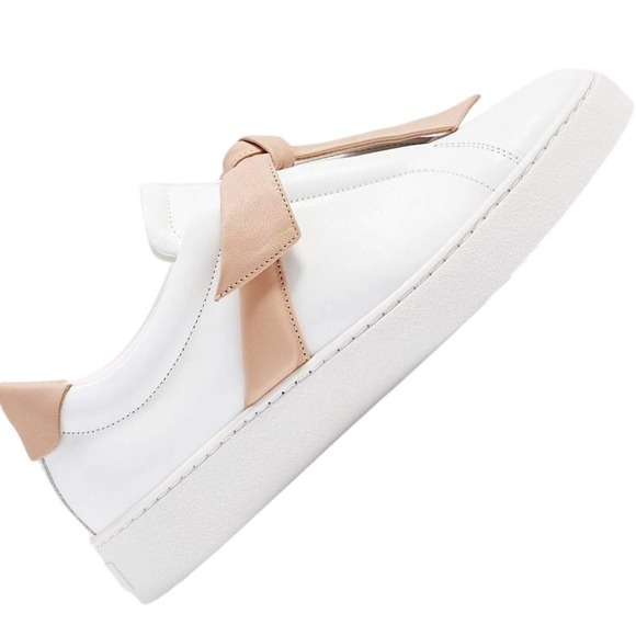 $425 40 9.5-10 ALEXANDRE BIRMAN Clarita Sneaker Suede Nude Bow Leather Shoes - Picture 5 of 7